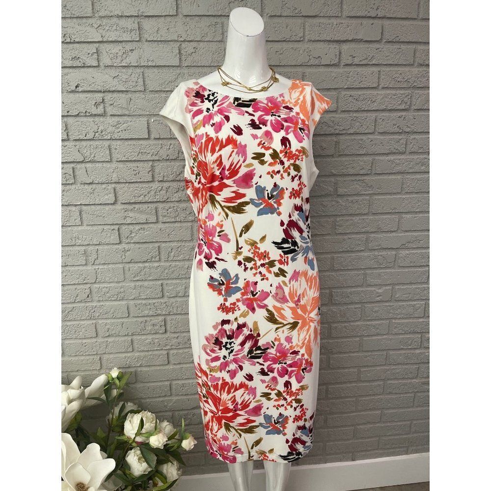 Multicolored Floral Sleeveless Sheath Dress Size S